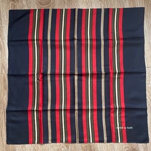 Daniel La Foret navy/red/green vintage silk scarf, 26” square